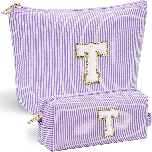 YOOLIFE Preppy Stuff Cute Cosmetic Bag Travel Bag - Large Makeup Bag Make Up Bag Cosmetic Bag Personalized Daughter Sister Gifts for Women Her Bridesmaid Gift Preppy Makeup Bag Tween Girls Gifts T