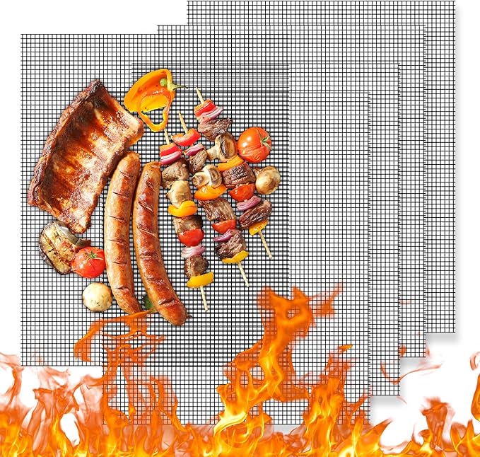 Dailyart Grill Mesh Mat - Set of 5 Non-Stick Mesh Grill Mats for Outdoor Grill -Even Heating&Easy to Clean& Reusable Outdoor BBQ Accessories, Works on Gas, Charcoal, Electric Grills 15.75 x 13 Black