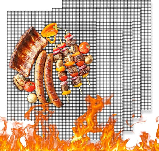Dailyart Grill Mesh Mat - Set of 5 Non-Stick Mesh Grill Mats for Outdoor Grill -Even Heating&Easy to Clean& Reusable Outdoor BBQ Accessories, Works on Gas, Charcoal, Electric Grills 15.75 x 13 Black