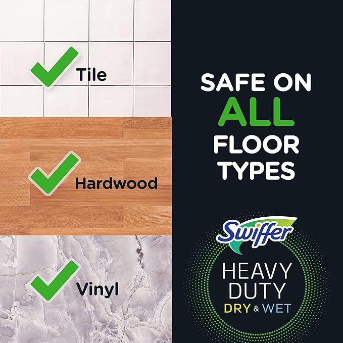 Swiffer Sweeper Heavy Duty Dry Multi-Surface Cloth Refills for Floor Sweeping and Cleaning, 20 count (2 Pack)
