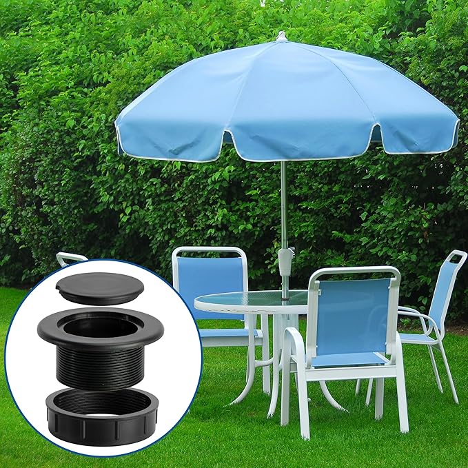 DECOHS 4 Pcs 2 Inch Parasol Umbrella Hole Ring Plug and Cap Set, Thicker Patio Table Hole Cover Insert, Deck Table Umbrella Holes Plug Replacement Parts for Outdoor Patio Table Garden Yard