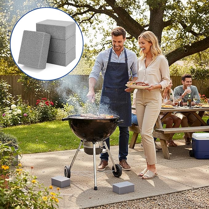 HATOKU 4 Pack Grill Cleaning Bricks, Pumice Stone for Cleaning Oven, Stove, BBQ Grill, Commercial Grade Cleaner for Cookers, Frying Pans, Racks, Flat