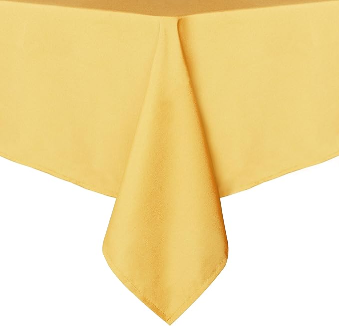 sancua Rectangle Tablecloth - 70 x 108 Inch - Stain and Wrinkle Resistant Washable Polyester Table Cloth, Decorative Fabric Table Cover for Dining Tables, Buffet Parties and Camping, Yellow
