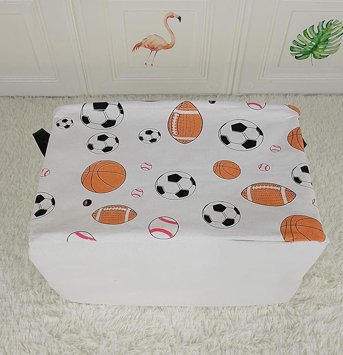 KUNRO Rectang Basketball Football Storage Basket Gift Shelf Basket Storage Bin, Nursery Basket Organizer Box for With Handles for Room Deco (Balls)