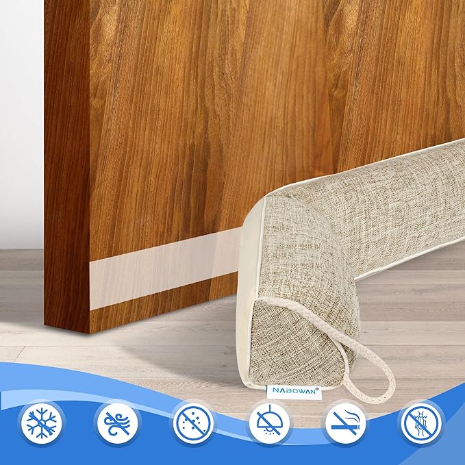 NABOWAN 30" Weighted Under Door Draft Stopper - Triangular Door Draft Blocker with Hook Loops for Easy Install, Save Energy, Home Room Essentials