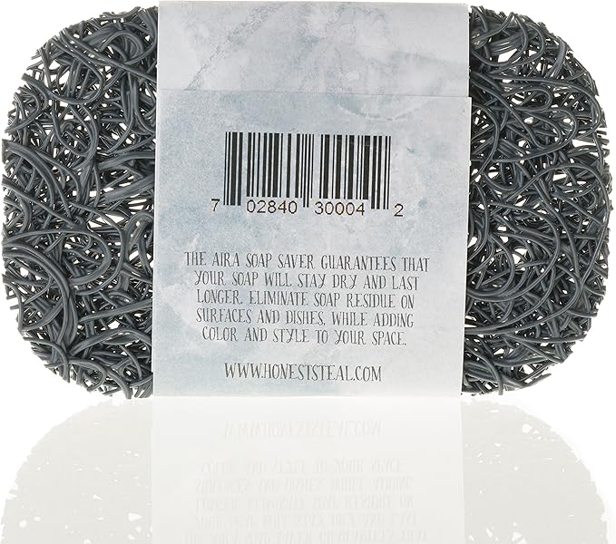 Aira Soap Saver - Soap Dish & Soap Holder Accessory - BPA Free Shower & Bath Cleanser Holder - USA Made - Drains Water, Circulates Air, Extends Life - Easy to Clean, Fits All Dish Sets - Gray