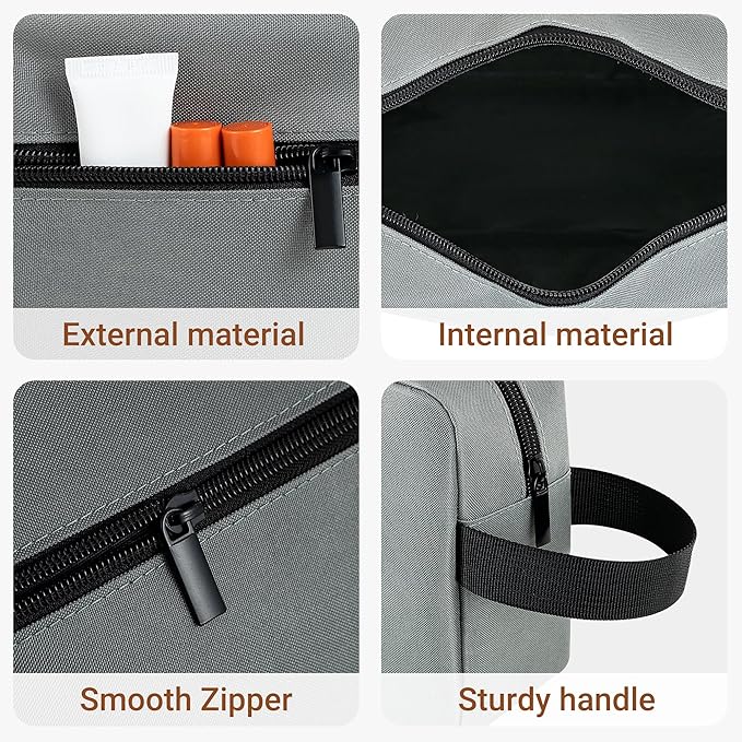 Elviros Travel Toiletry Bag for Women and Men,Lightweight Makeup Bag Hanging Dopp Kit with Shaving Compartment Cosmetic Organizer Small Tool Bag Travel Essentials,Gifts for Men(Dark Grey)