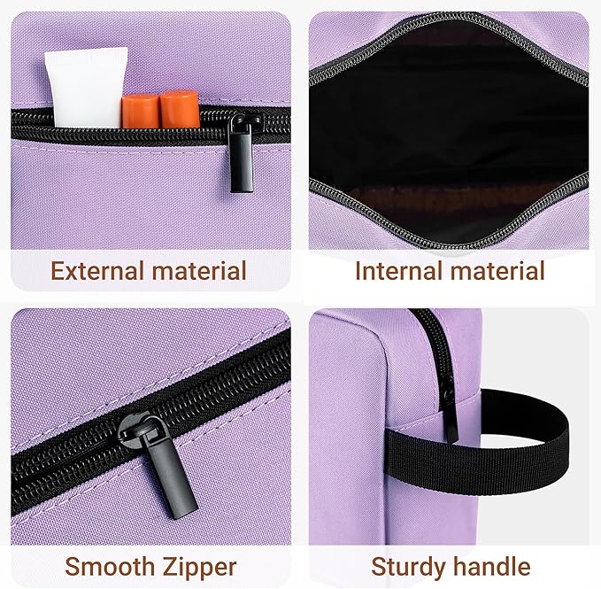 Elviros Travel Toiletry Bag for Women and Men,Lightweight Makeup Bag Hanging Dopp Kit with Shaving Compartment Cosmetic Organizer Small Tool Bag Travel Essentials,Gifts for Women(Lavender Purple)