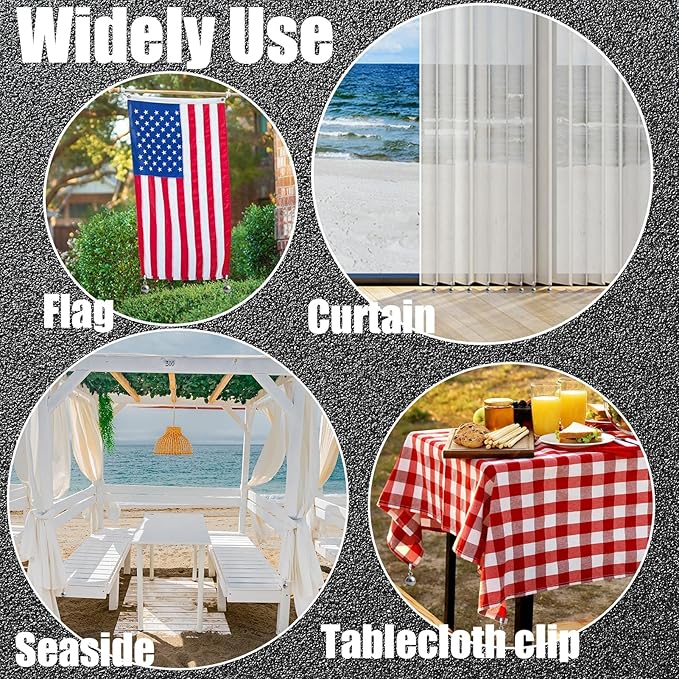 15 Pack Outdoor Curtain Weights, Heavy Duty Curtain Weights Tablecloth Flag Weights Clips for Wind Pergola Patio Gazebo Cabana Outdoor Drapery