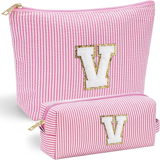 YOOLIFE Cute Gifts Travel Makeup Bag - Pink Travel Cosmetic Bag for Women Yoga, Picnic, Personalized Best Friend Birthday Gifts with Monogram