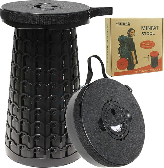 2025 Upgraded Collapsible Stool， Pop Up Seat with Load Capacity 800lbs，More Durable & Portable Retractable Folding Stools，Adujstable Telescoping Stools for Adults Camping & Outdoors