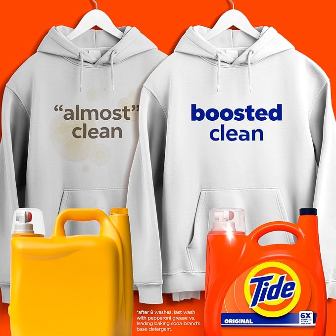 Tide Liquid Laundry Detergent, Original Scent, 126 Loads, 158 fl oz, Boosted Clean even in cold water, laundry soap, concentrated liquid detergent