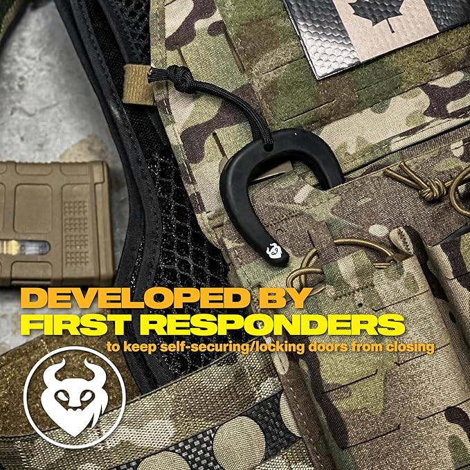 First Responder Door Stop Black (3 Pack) – Molle Compatible, Tactical Door Jam for Police, EMS, Firefighters