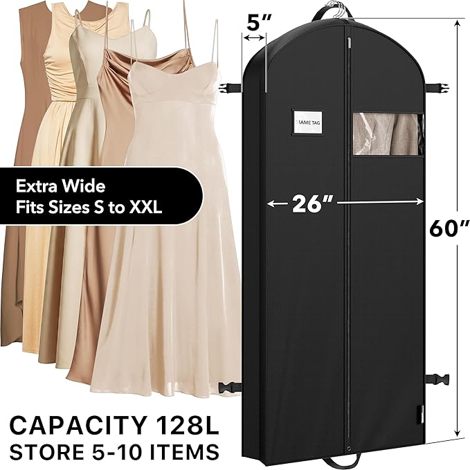 Simple Houseware 60'' Travel Garment Bag for Suits, Dresses, Coats, Tuxedos, Heavy Duty 300D Polyester