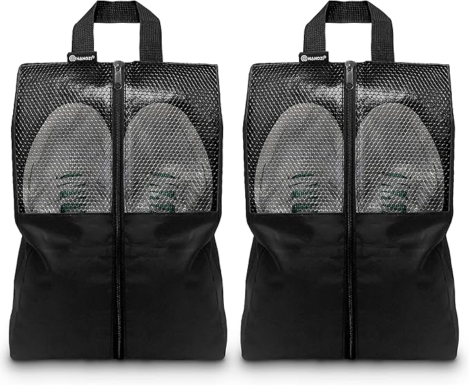 Shoe Bags For Travel, Used For Storage or as a Shoe Travel Bag, Space Saving When Traveling With These Travel Shoe Bags For Packing, Featuring Waterproof Nylon Sneaker Bags. (Black, 2 Pack, Large)