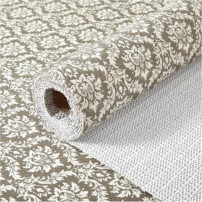 Drawer and Shelf Liner, Non-Slip Kitchen Cabinet Liners Non-Adhesive Thick Strong Grip Waterproof Washable Mats Protect Dresser Shelves Cupboard Bathroom Cabinets, Boho: Beige, 12 in X 30 FT