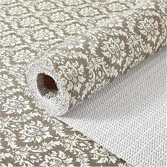 Drawer and Shelf Liner, Non-Slip Kitchen Cabinet Liners Non-Adhesive Thick Strong Grip Waterproof Washable Mats Protect Dresser Shelves Cupboard Bathroom Cabinets, Boho: Beige, 12 in X 30 FT