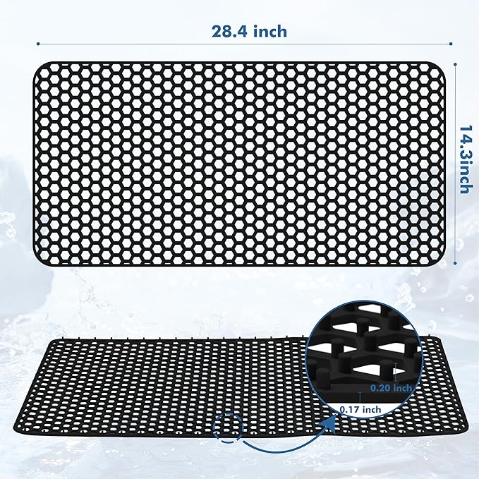 Silicone Sink Protectors for Kitchen Sink - 28.4"x 14.3" Kitchen Protector Accessory, Non-Slip Heat Resistant Mat for Bottom of Farmhouse Stainless Steel Porcelain, Black