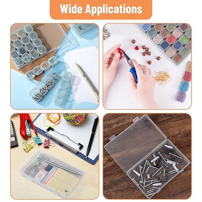 Mr. Pen-Bead Storage Containers, 28 Grids, 2 Pack, Grey, 160pcs Label Stickers, Bead Organizer, Craft Organizers and Storage, Containers for Organizing, Box (NIWL056M311)