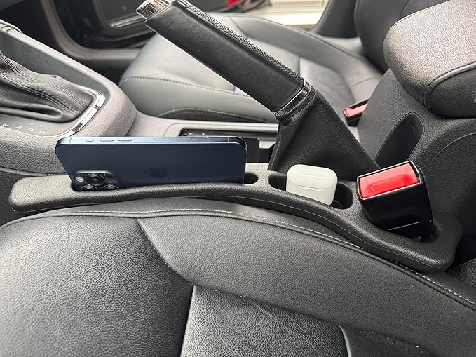 GAWOND 2Pcs Car Seat Gap Filler Organizer, Soft Foam Seat Side Gap Filler with Storage Avoids Things Falling, Universal Fit Car SUV Truck Fill The Gap Between Seat and Console