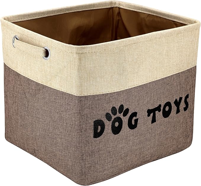 PET ARTIST Large Dog Toy Basket Bin - Rectangular Storage Box Chest Organizer for Dog Toys,Coats,Clothing,Apparel & Accessories & Blanket,Brown,15"x13"x12"