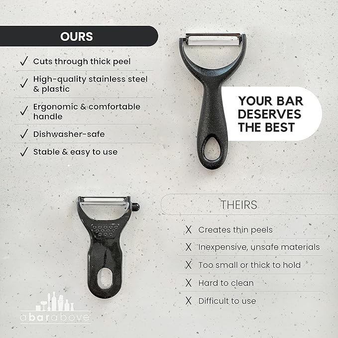 A Bar Above Gold Citrus Peeler, Stainless Steel Fruit Peeler for Garnishes and Cocktail Twists, Comfortable Grip Peeling Tool for Oranges, Lemons, Limes, Bartender Accessory, Kitchen Essentials, Gold