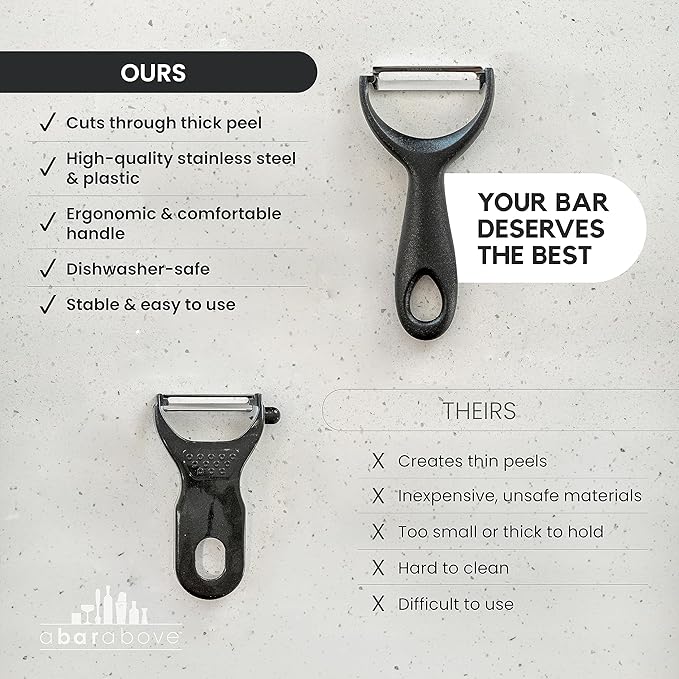 A Bar Above Gold Citrus Peeler, Stainless Steel Fruit Peeler for Garnishes, Cocktail Twists, Comfortable Grip Peeling Tool for Oranges, Lemons, Limes, Bartender Accessory, Kitchen Essentials, Silver