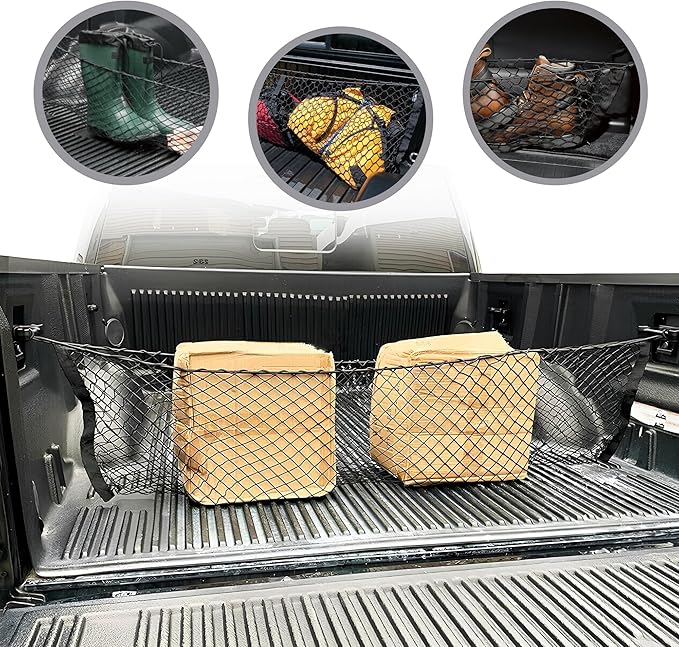 Trunk Envelope Style Mesh Cargo Net for Toyota Tacoma 2005-2025 - Premium Trunk Organizers & Storage - Cargo Net for Pickup Truck Bed - Truck Bed Divider - Car Organizer for Pickup