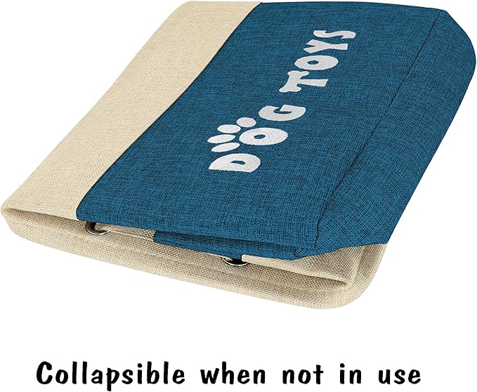 PET ARTIST Large Dog Toy Basket Bin - Rectangular Storage Box Chest Organizer for Dog Toys,Coats,Clothing,Apparel & Accessories & Blanket,Navy Blue,15"x13"x12"