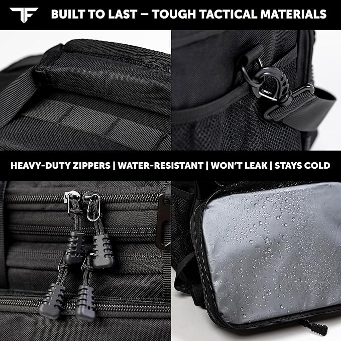 ThinkFit Tactical Lunch Box for Men - Heavy Duty Insulated Lunch Bag - Military Style Large Capacity Meal Prep Cooler Bag for Work, Construction, Blue Collar - Waterproof MOLLE System