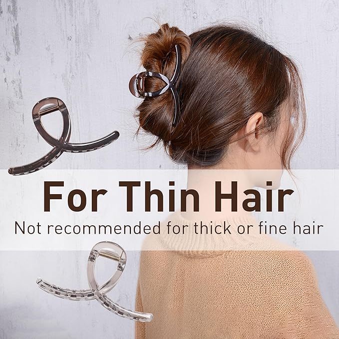 Emma Lily 4pcs Medium Hair Claw Clips for Women – Dark & Light Brown Strong Hold for Thin Hair Casual Daily Use