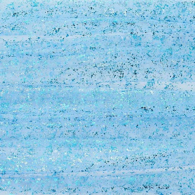 Horaldaily Light Blue Gold Gauze Tablecloth 60x120 Inch Rectangular, Light Blue Sequin Glitter Metallic Foil, Sheer Tulle Cheesecloth for Wedding Baby Shower Ceremony Birthday