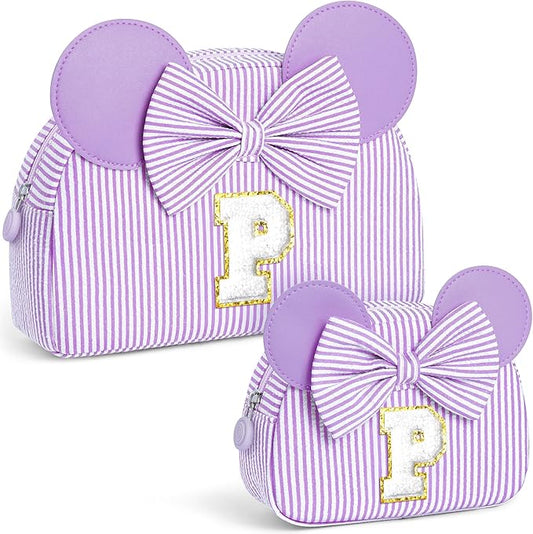Christmas Gifts for Grandkids, Birthday Gifts for Girls | Personalized Initial Makeup Bag Cosmetic Travel Toiletry Bag for Girl Kid Years Old Birthday Christmas Gift for Girls Kids Purple P