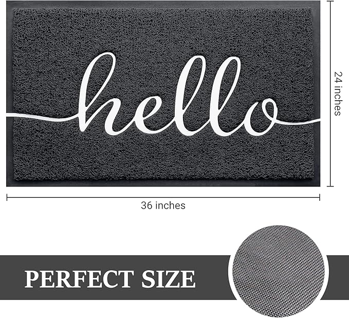 Door Mat (36"x24",Black) Welcome Mat Low Profile Front Doormat Indoor Outdoor Door Non Slip Rugs for Entryway, Patio, High Traffic Areas