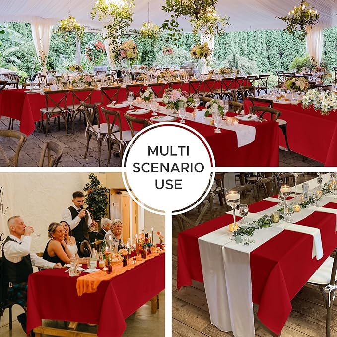 Fitable 8 Pack Table Cloth Rectangle Table: Stain and Wrinkle Resistant Tablecloth Rectangular, Washable Polyester Tablecloths for Wedding Party Dining Banquet Event Catering(Red, 70x120 Inch)