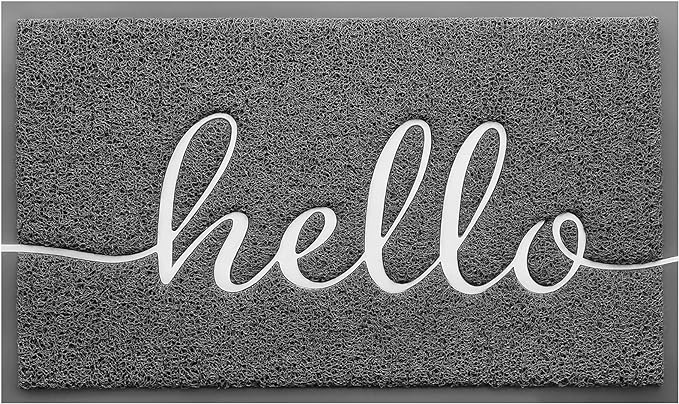 Door Mat (32"x20",Dark Grey), Welcome Mat Low Profile Front Doormat Non Slip Mats for Entryway, Patio, High Traffic Areas