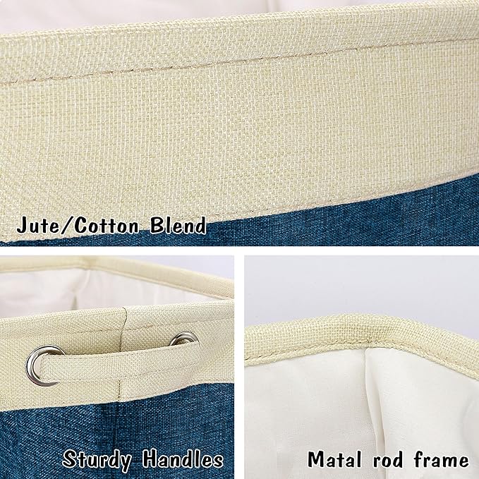 PET ARTIST Large Dog Toy Basket Bin - Rectangular Storage Box Chest Organizer for Dog Toys,Coats,Clothing,Apparel & Accessories & Blanket,Navy Blue,15"x13"x12"