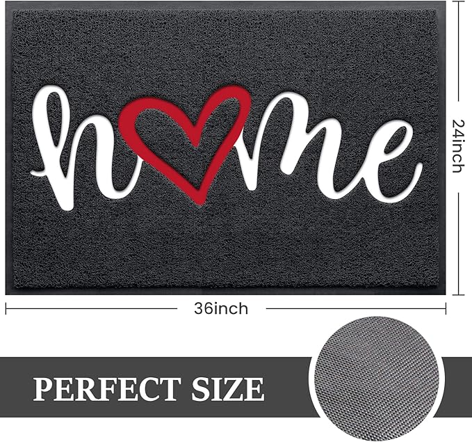 Door Mat, Welcome Mat Low Profile Floor Mat Front Doormat Indoor and Outdoor Doormat Non Slip Rugs for Entryway, Patio, High Traffic Areas (36"x24", Black-Home)