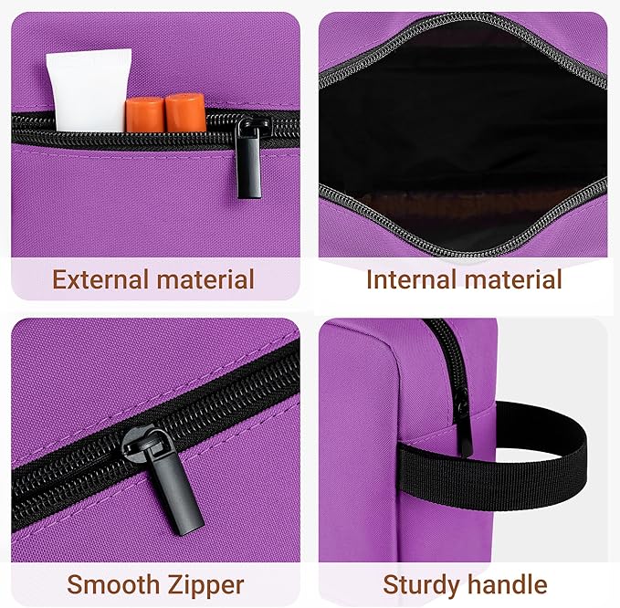 Elviros Travel Toiletry Bag for Women and Men,Lightweight Makeup Bag Hanging Dopp Kit with Shaving Compartment Cosmetic Organizer Small Tool Bag Travel Essentials Gift for Women(Grape Purple)