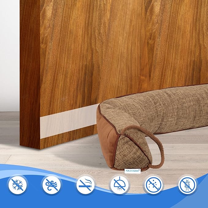 NABOWAN 38" Weighted Under Door Draft Stopper - Triangular Door Draft Blocker with Hook Loops for Easy Install, Save Energy, Home Room Essentials