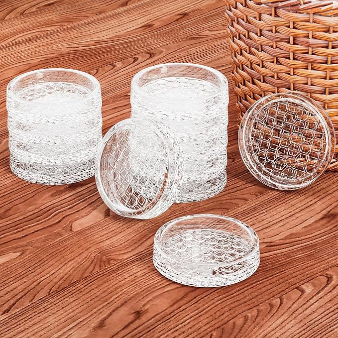 1.6"x1.6" Round Rubber Furniture Caster Cups, 16 PCS Chair Coasters for Carpet - Clear Non Slip Furniture Pads with Grip, Carpet Protector for Furniture Legs - Protect Any Flooring