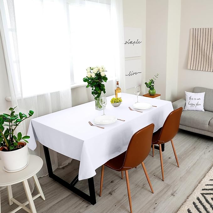 Utopia Kitchen Rectangle Table Cloth 1 Pack (60x102 Inches, White), Tablecloth Machine Washable, Polyester Table Cover for Dining, Buffet Parties, Picnics, Events, Weddings and Restaurants