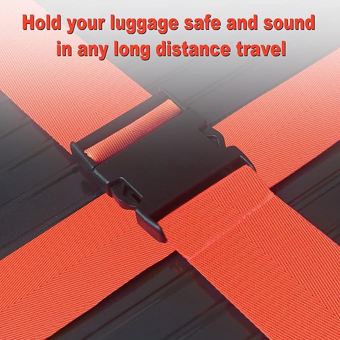 Luggage Straps for Suitcases TSA Approved Travel Belt 8 Pack by Chelmon (Red)