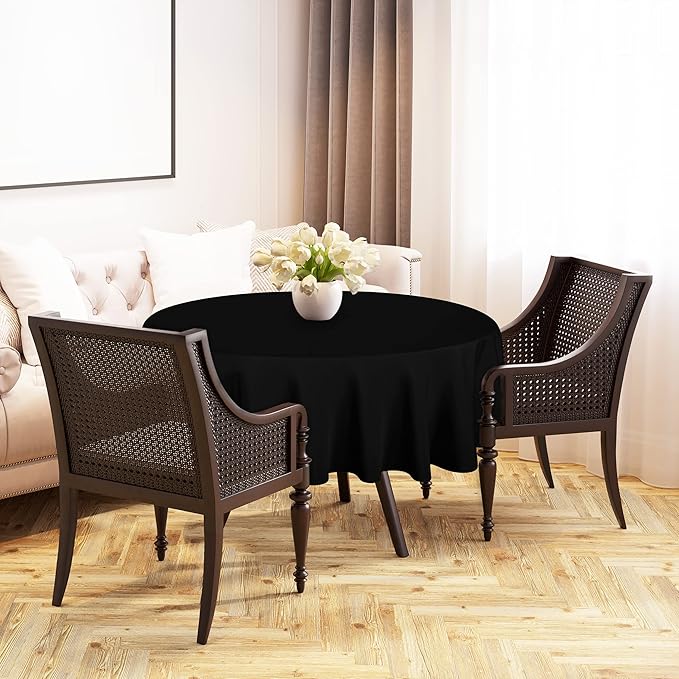 Utopia Kitchen Round Table Cloth 2 Pack(90 Inches, Black), Tablecloth Machine Washable, Polyester Table Cover for Dining, Buffet Parties, Picnics, Events, Weddings and Restaurants
