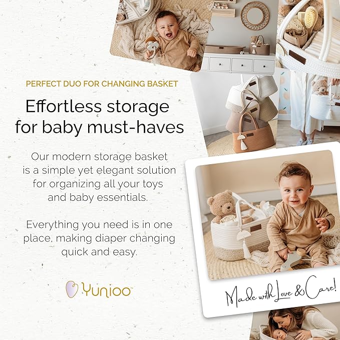 Baby Diaper Caddy Organizer, Portable Nursery Storage Basket with Sturdy Handle Diaper Caddy Basket, Car Caddy for Diapers and Baby Wipes, Newborn Essentials