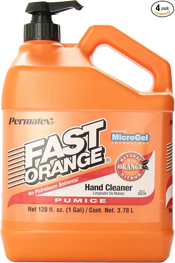Permatex 25219-4PK Fast Orange Pumice Lotion Hand Cleaner with Pump, Smoothening, 1 Gallon (Pack of 4)