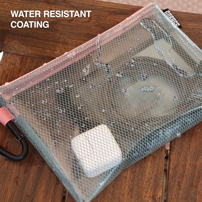 GOBAGS Air Production Multi‑Size Clear Zipper Pouch (4‑Pack) – Cable Organizer & Travel Gear Bag for Electronics, Camera Accessories, Tool Pouch & Small Tech Storage (Pink)