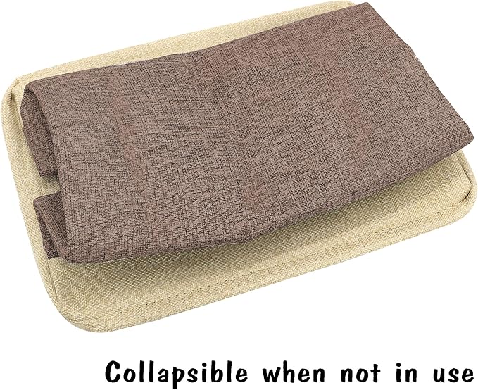 PET ARTIST Dog Toy Basket, Collapsible Dog Toy Bin Box with Comfortable Handles, Large Pet Toy Storage Organizer for Accessories, Toys, Coat & Clothing, Blanket & Leash, Brown, 15"x11"x9"