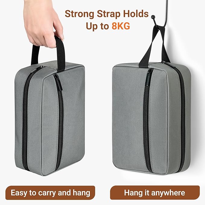 Elviros Travel Toiletry Bag for Women and Men,Lightweight Makeup Bag Hanging Dopp Kit with Shaving Compartment Cosmetic Organizer Small Tool Bag Travel Essentials,Gifts for Men(Dark Grey)