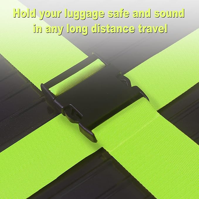 Luggage Straps for Suitcases TSA Approved Travel Belt 4 Pack by Chelmon (Green)